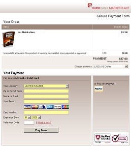 ClickBank order form